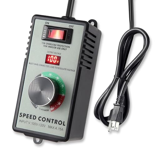 AC Motor Speed Controller 120V 15A, Variable Fan Speed Controller with LED Digital Display, Electronic Voltage Regulator for Electric Motors, Adjustable Speed Control with Overload Protection