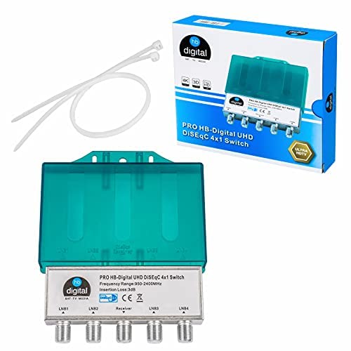 HB-DIGITAL DiseqC Commutateur avec boîtier de protection contre les intempéries Full HDTV 3D 4K UHD