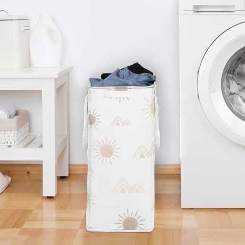 Image of Sweet Jojo Designs Blush Pink Mauve Boho Desert Sun Girl Laundry Hamper Foldable Dirty Clothes Basket with Handles Baby Nursery Kids Bedroom Teen Bathroom Bohemian Watercolor Mountain Southwest Nature