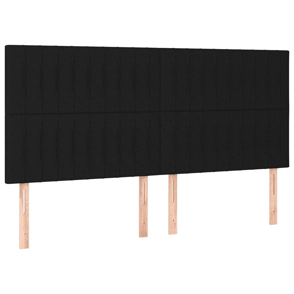 Łóżko kontynentalne z materacem, czarne, 200 x 200 cm, obicie materiałowe, zagłówek z regulacją wysokości, rdzeń sprężynowy kieszeniowy, nowoczesne meble do sypialni