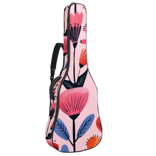 Housse de guitare acoustique à fleurs roses | Étui étanche au design raffiné