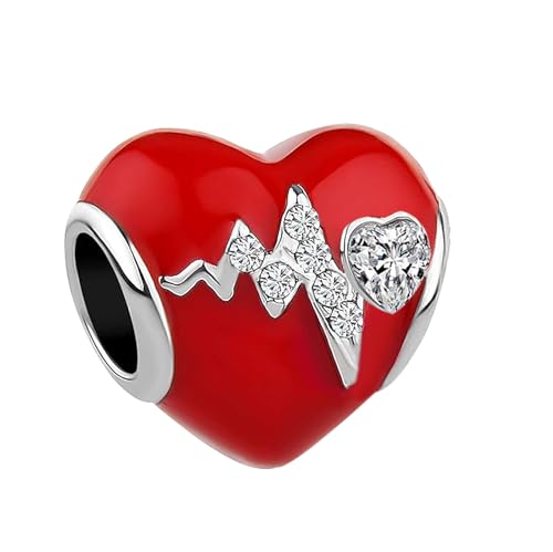 JMQJewelry Heartbeat Electrocardiogram Compatible with Pandora Bracelet