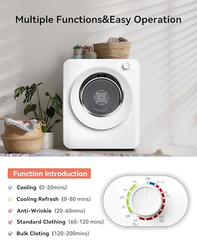Image of Euhomy Portable Clothes Dryer, 1.5 Cu.Ft. Portable Dryer, 850W Drying Machine with Front-Loading Stainless Steel Drum, 5 Functions, Suitable for Apartments, Dorms, RVs, Small Spaces