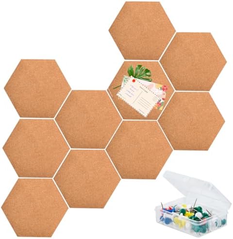 6pcs Hexagon Cork Board Tiles Self Adhesive Thick Corkboards | UK - View #5