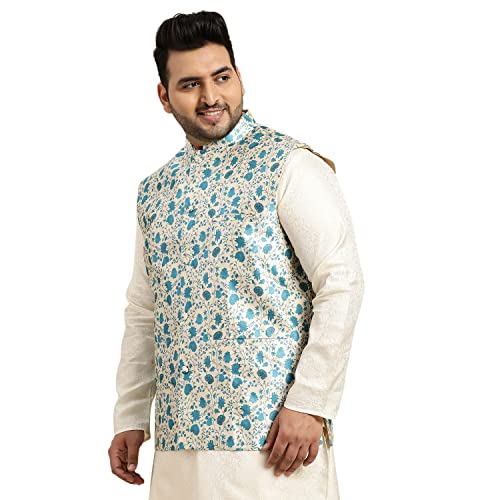 Sojanya PLUS (Since 1958), Men's Silk Blend Printed Nehru Jacket2