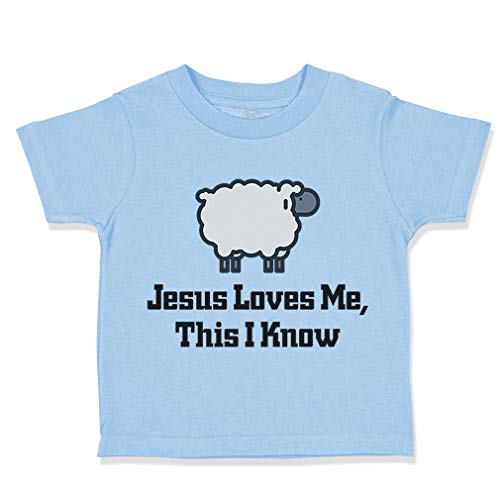 Toddler T-Shirt Christian Jesus Loves Me This I Know Christian Jesus God Style C Cotton Jesus Loves Me Boy & Girl Clothes This I Know Baby Funny Tee Light Blue Design Only 18 Months