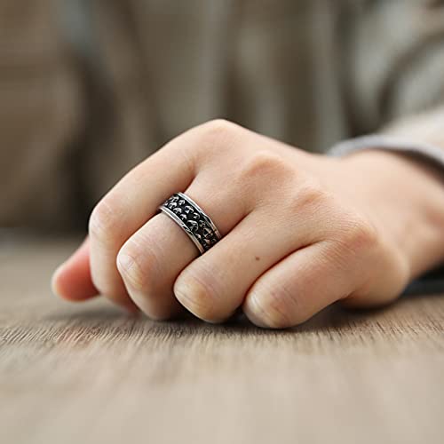 Hzman Mushroom Mysterious Fashion Ring Stainless Steel Lucky Jewelry For Men Woman (Silver,11) #TOP3