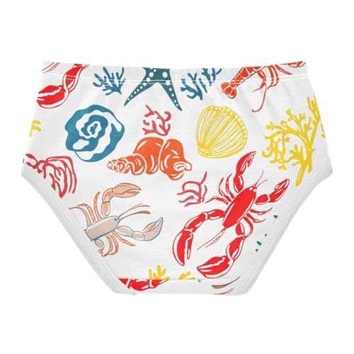 Colorful Lobsters White Toddler Underwear Floral 2t Cotton Panties Little Girl Cartoon Briefs Undies Kids2