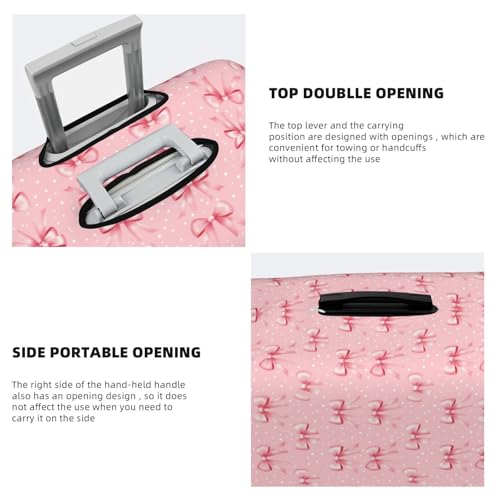 Pink Bow Polka Dots Print Travel Luggage Covers, Washable Suitcase Covers Protector for Luggage 18-32 Inch High Elasticity4