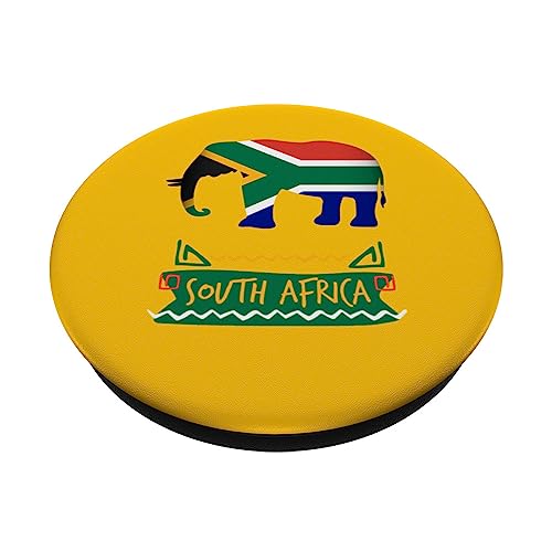 Elephant South Africa Outfit Ideas Kids & South African Flag PopSockets Swappable PopGrip, Black - Image 2