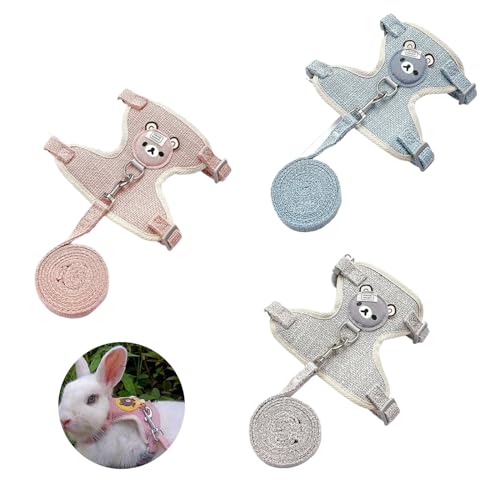 3 Piezas Arnés de Conejo Ajustable, arnés Ajustable de Conejo Suave, Arnés Cómodo Conejos, Correa De Conejo, para DoméStico del Gatito del Animal PequeñO