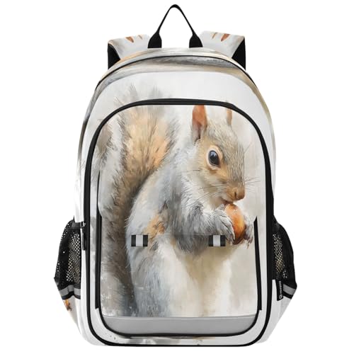 Kids Backpacks School Daypack College Bag Bookbag for Boys Girls Watercolor Squirrel