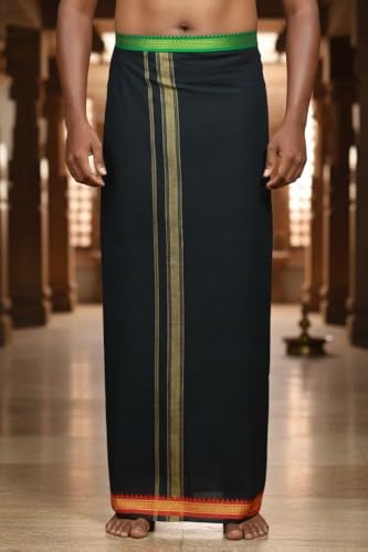 Image of Men's Cotton Dhoti | Traditional South Indian Mundu | Soft Vesti for Men | Daily & Festive Wear | 2 mtr
