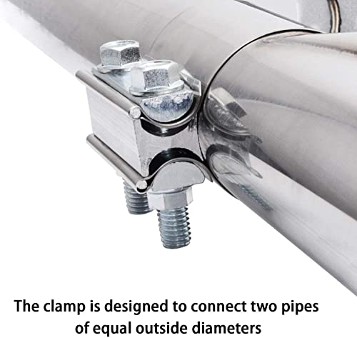 Image of Exhaust Clamps 5 Inch Butt Joint Exhaust Pipe Muffler Clamp Band 304 Stainless Steel(4 Pack 5 inch Butt Lap Joint Exhaust Clamp)
