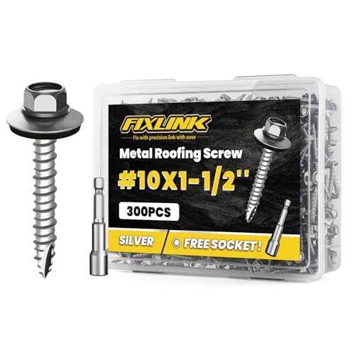Metal Roofing Screws #10 x 1-1/2", 300 PCS, FIXLINK RUSPERT