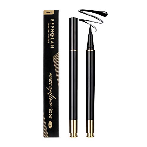 BEPHOLAN Adhesive Eyeliner，Black Magic Eyeliner, New Liquid Self Adhesive Eyelashes Eye Liner Pen