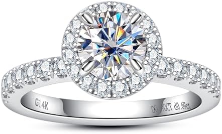 D Color and VVS Clarity Lab Grown Diamond Engagement Ring for Women, 14K Solid White Gold, 1.588 Carats (0.9cttw Center Diamond and 0.688cttw Side Diamonds)