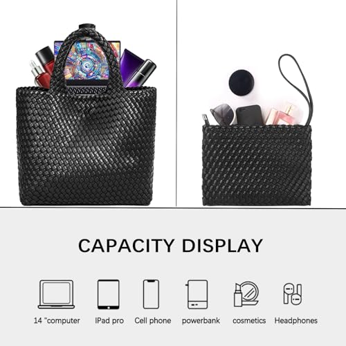 Image of JINMANXUE Fashion Woven Bag Shopper Bag Travel Handbags and Purses Women Tote Bag Large Capacity Shoulder Bags