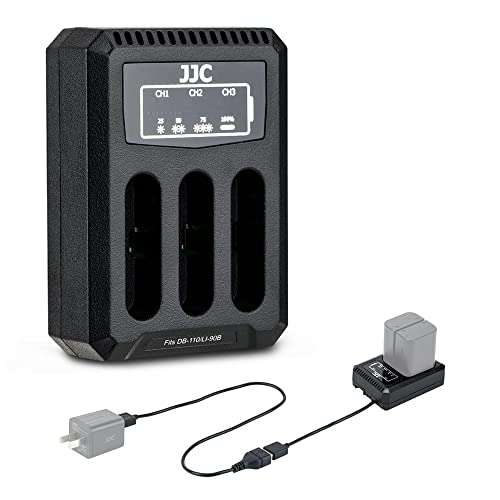 JJC USB Triple Cargador de Batería para Ricoh GRIII, GR III HDF, GRIIIx, GR IIIx HDF, Olympus TG 7 TG 6 TG 5 TG 4 TG 3 TG 2 TG 1, Stylus X Z2 iHS, SP 100 Cámaras para Ricoh DB 110, Olympus LI 90B
