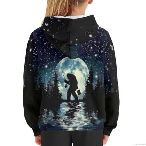 Image of WELLFLYHOM Boys Hooded Sweatshirts Hoodie Pullover Cool Graphic Crewneck Blouses Size 6-16