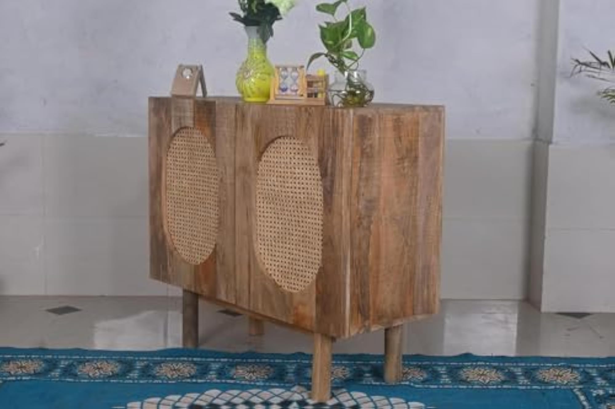 Solid Wood Sideboard Cabinet for Storage, Oak Finish