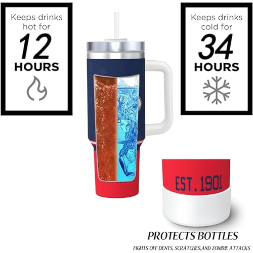 Image of Boston 30 oz Tumbler with Handle and Straw,Car cup,Coffee Mug,100% Leakproof Insulated Tumbler with Lid and Straw,Made of Stainless Steel,Cup Holder Friendly Base,Classic Collection Gifts for Fans