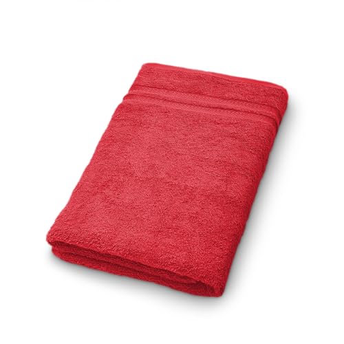 Image of Welspun 100% Cotton Quick Dry Bath Towel | High Absorbency Super Soft, Fast Drying Towels for Bath | 380 GSM Large Size Bath Towel for Men and Women | 70cm X 150cm - Red