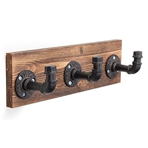 Mygiftburntwoodwallmountcoathookrackandhatrackwith3hookspipefixturedesign Urban Country Home Decor Mygift burnt wood wall mount coat hook rack and hat rack with 3 hooks pipe fixture design urban country home decor
