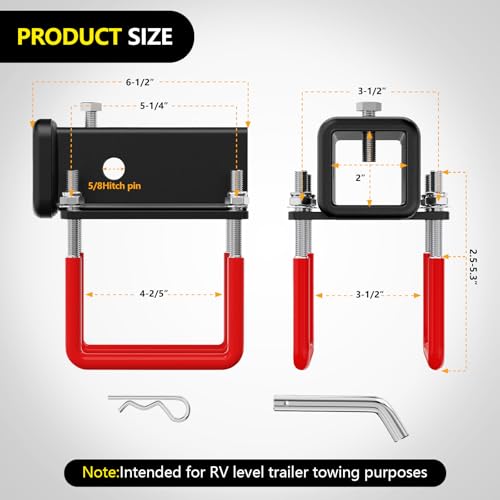 Image of Nilight 2 Inch RV Bumper Hitch Receiver with Hitch Pin Fits 4-4.5 inch Beam, 200Lbs Tongue Weight Capacity Adapter, Travel Trailer Rear Bumper, Fit for Camper Bike Racks Cargo Carrier Car