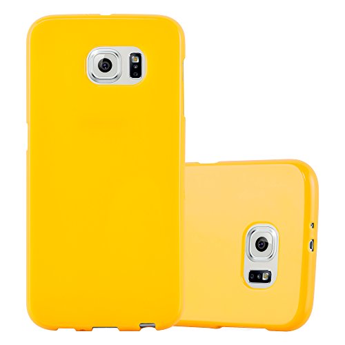 Cadorabo Case Compatible with Samsung Galaxy S6 in Jelly Yellow - Shockproof and Scratch Resistant TPU Silicone Cover - Ultra Slim Protective Gel Shell Bumper Back Skin