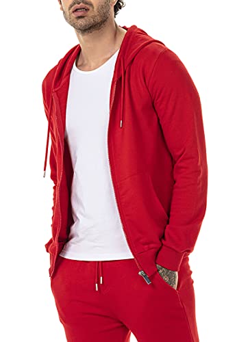 Pull à Capuche pour Homme Hoodie Veste de survêtement Fermeture éclair Premium Basic Rouge XXL - Image 5