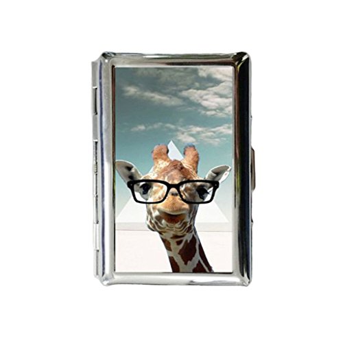 Shawnex Hipster Giraffe Geek Glass Custom Rectangle Stainless Steel Cigarette case includes Bewild Bracelet
