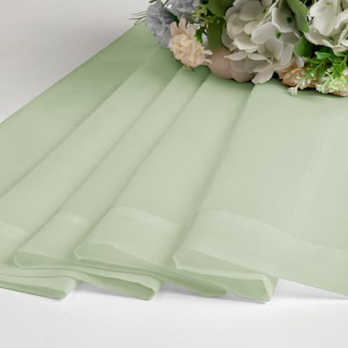 Image of OVZME Light Green Sheer Curtains 54 Inches Long 2 Panels - Soft Light Filtering Window Sheer Panels for Living Room /Bedroom, Top Dual Rod Pocket, 1 Pair, Each 42Wx54L Inches