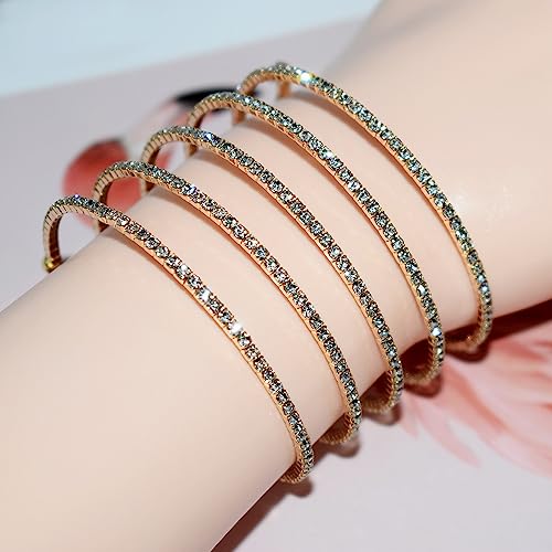 Rhinestone Arm Cuff Jewelry for Women Multilayer Arm Sparkling Rhinestone Bracelet Upper Arm Jewelry Crystal Bangle Strand Wrap Bracelet Silver Prom Bridal Bangle for Party Bride Wedding4