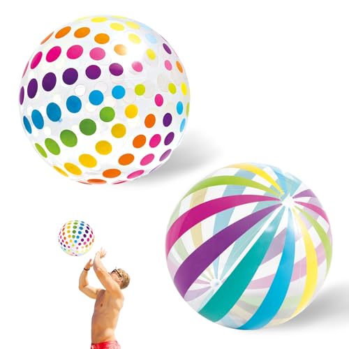 VZXZXE Ballon de plage gonflable, 40cm, Ballon de plage à rayures multicolores, ballon gonflable pour adultes, plage, piscine, activités de plein air