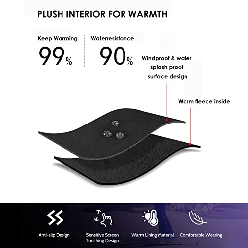 Snario Luva Universal Tamanho Único À Prova de Vento/Design de Resistência à Água Forro de Pelúcia Q