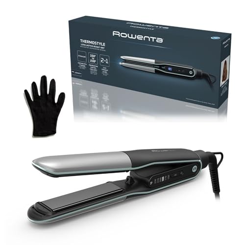 Rowenta Thermostyle, Plancha de Pelo Iónica 2 en 1, Revestimiento de Titanio y Cerámica, Alisado y Rizado con Resultados Duraderos, Temperatura Ajustable hasta 230°C, SF7120
