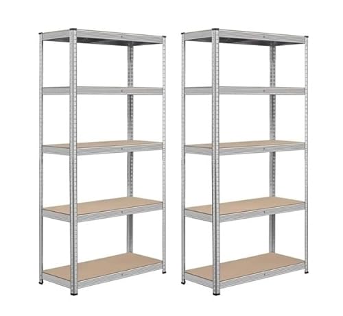 Bricodem Set di 2 Scaffali in Metallo Zincato e MDF