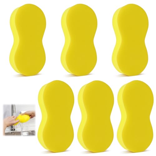 vsshe 6 Stück Autoschwamm, Allzweckschwamm, Super saugfähig Autowaschschwamm, Verdickte und Ultraweiche Reinigungsschwämme für Autos, Windschutzscheiben, Geschirr, Fliesen, Küchen, Badezimmer