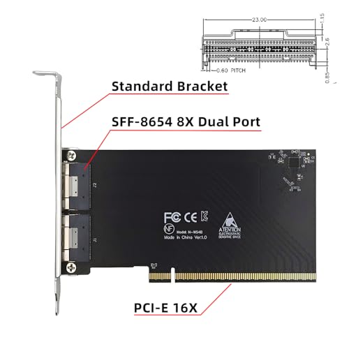 Image of 74Pin External Dual Slimline SFF-8654 8X to PCIE4.0 PCIE 16X Express 3.0 Raid Card VROC Raid0 Hyper Adapter