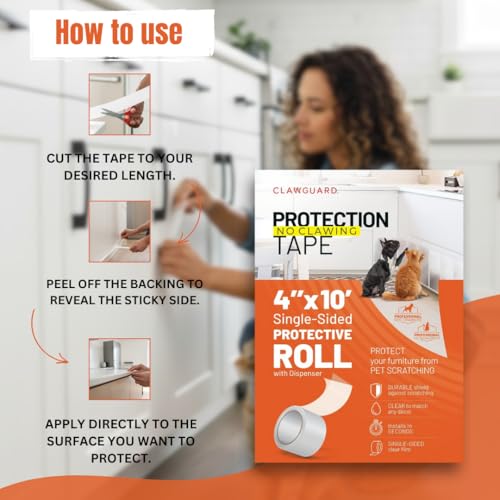 image for CLAWGUARD Protection Tape Roll – 4 in x 10 ft Single-Sided Scratch B