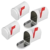 Healeved 4 Stück wasserdichte Mini Briefkasten aus Metall Outdoor Wandbriefkasten mit Roter Flagge Wetterfester Postkasten Organizer Dekorativer für Garten Party Klassenzimmer
