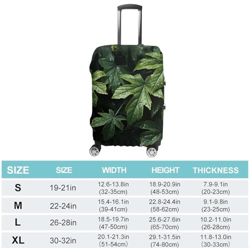 Green Leaves Pattern Suitcase Cover Washable Luggage Cover Dust-proof Luggage Protector Cover Anti-Scratch Travel Suitcase Protector Fits 18-32 Inch Luggage M2