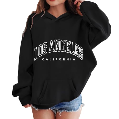 Generisch Mädchen Kapuzenpullover Langarm Sweatshirt Weicher Hoody Mit Grafik Süßes Kinderoberteil Top Kleidung (Black, 12-13 Years)