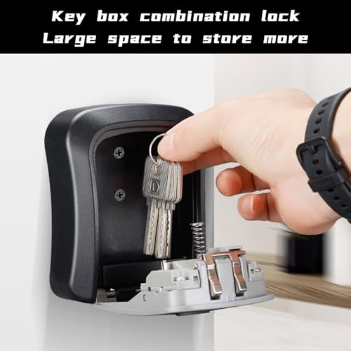 Schlüsseltresor, Schlüsselkasten mit Zahlencode Wandmontage, Schlüsselbox mit Code 4 Stellig, Schlüsselsafe Aussen Wasserdicht Robust Schlüsselversteck für Draußen Safe