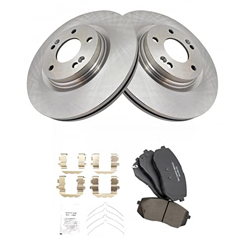 Image of TRQ Front Ceramic Brake Pad and Rotor Kit Compatible with 2015-2019 Hyundai Sonata 2015-2020 Kia Optima 2021-2024 Hyundai Kona Electric - Verify Fitment & Trim