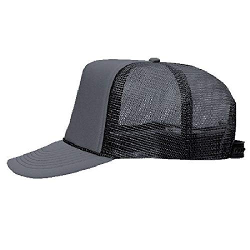 Otto Polyester Foam Front 5 Panel High Crown Mesh Back Trucker Hat - Char. Gray #TOP4