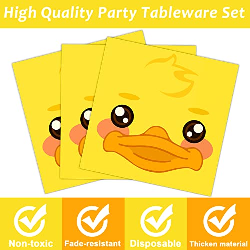 Image of gisgfim 96 Pcs Duck Plates and Napkins Party Supplies Duck Themed Party Tableware Set Duck Birthday Party Decorations Favors for Kids Birthday Baby Shower for 24 Guests