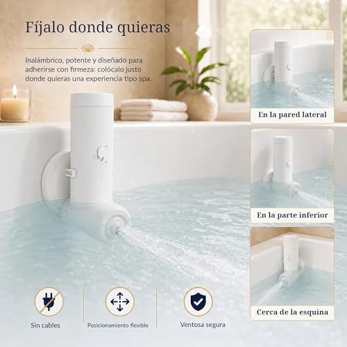 Miniatura 2 de Evinyep Bañera De Jet Spa, Proporciona Una Intensidad De Masaje De 65 Kpa, Jet De Baño Recargable Para Bañera, Accesorios De Baño Portátiles Sin Cable Con Velocidad Ajustable, Relajante Blanco