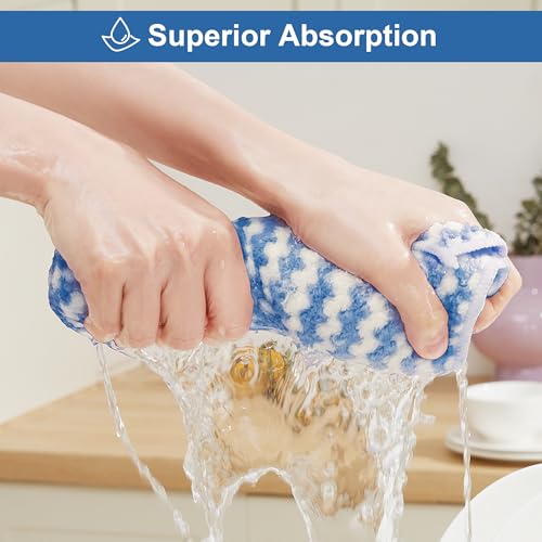 JOYMOOP 18 Pack Microfiber Cleaning Cloth, Kitchen Towels for Dish Drying Washing, Absorbent Streak Free Lint Free Rags for Cleaning, Reusable and Washable Towels - 10" x 10" - Thumbnail 3